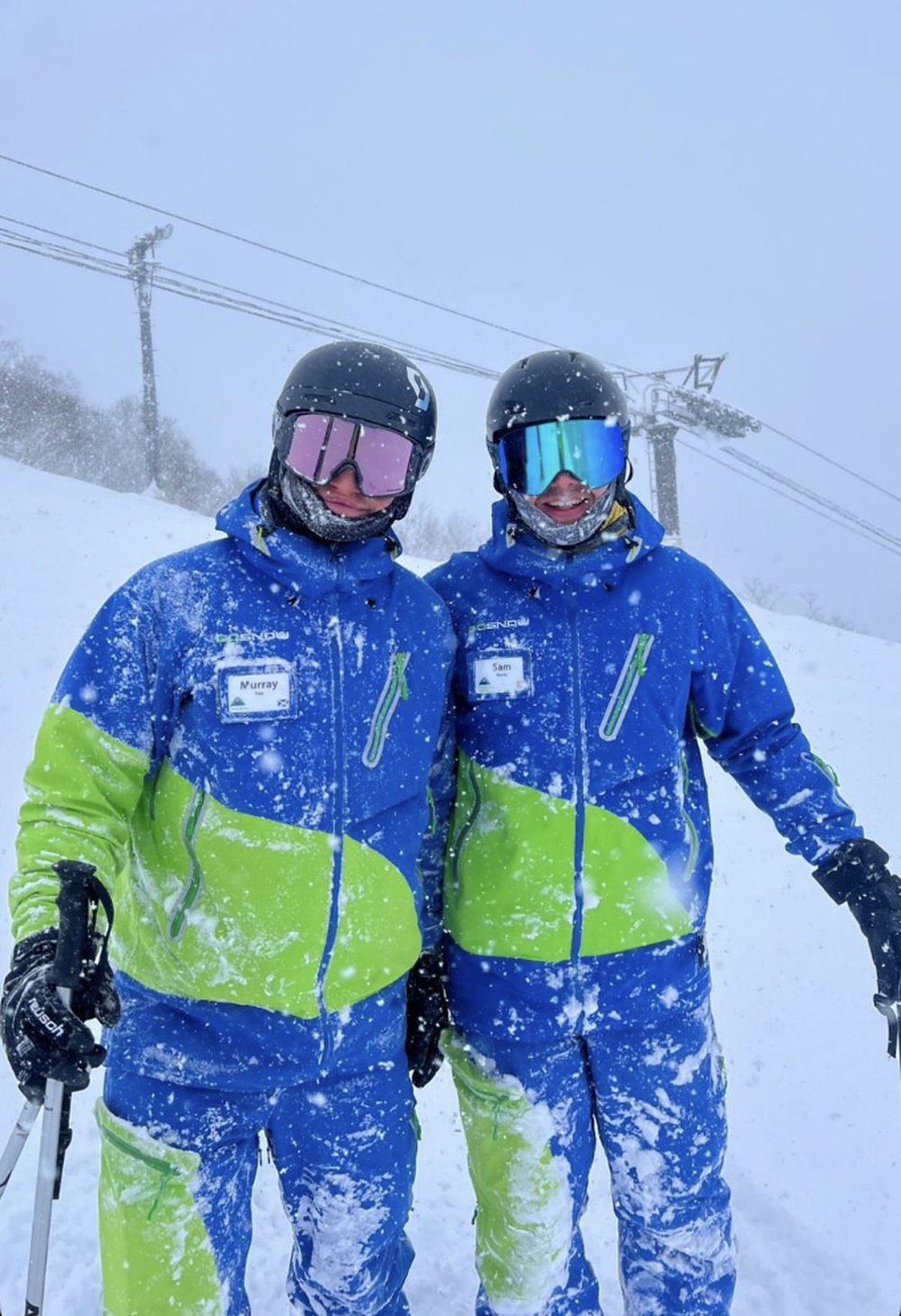 Sam Martin in his ski instructor uniform on the mountain